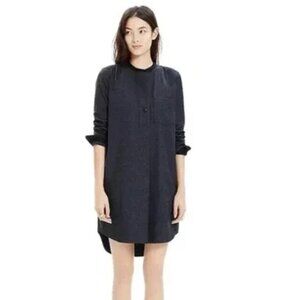 Madewell Flannel Latitude Shirt Mini Dress in Charcoal Grey
